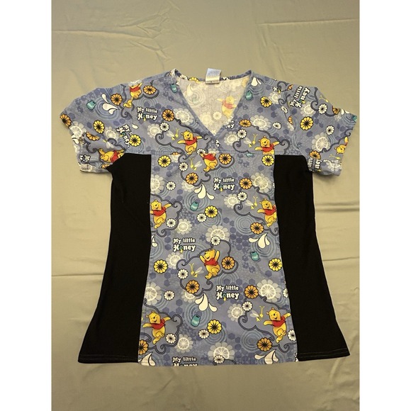 Disney Winnie The Pooh Scrub Top -Womens Size Small- "My Little Honey" V-Neck - Picture 1 of 6